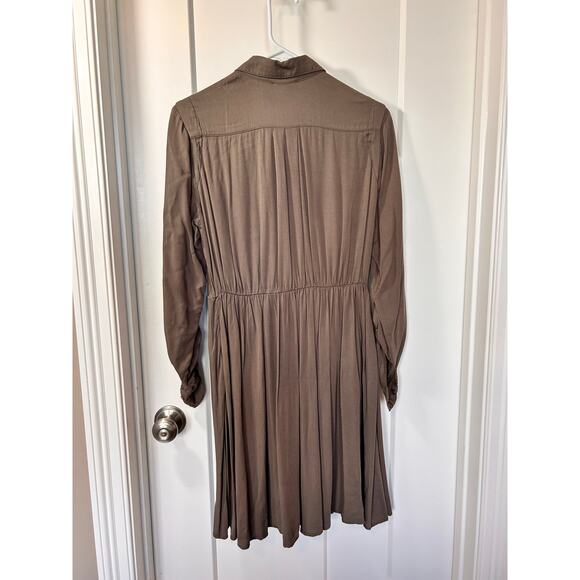 Effortless Anthropologie Maeve Dakota Button-Up Shirt Dress Brown Size X-Small - Picture 4 of 11